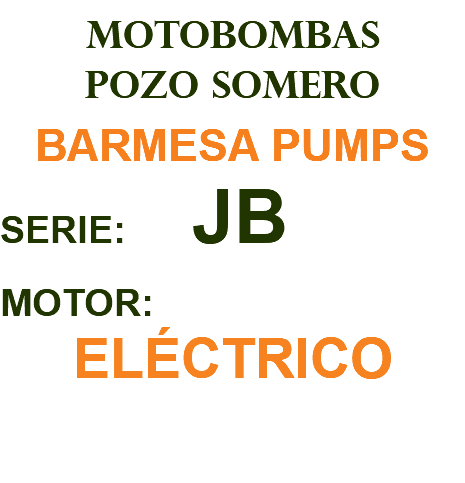 MOTOBOMBAS POZO SOMERO BARMESA PUMPS SERIE: JB MOTOR: ELÉCTRICO