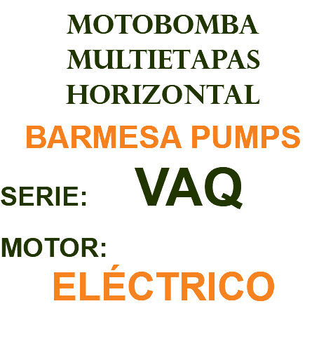 MOTOBOMBA MULTIETAPAS HORIZONTAL BARMESA PUMPS SERIE: VAQ MOTOR: ELÉCTRICO