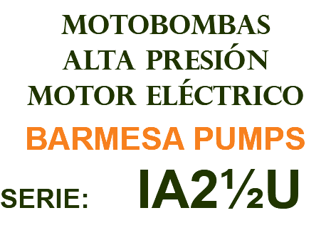 MOTOBOMBAS ALTA PRESIÓN MOTOR ELÉCTRICO BARMESA PUMPS SERIE: IA2½U